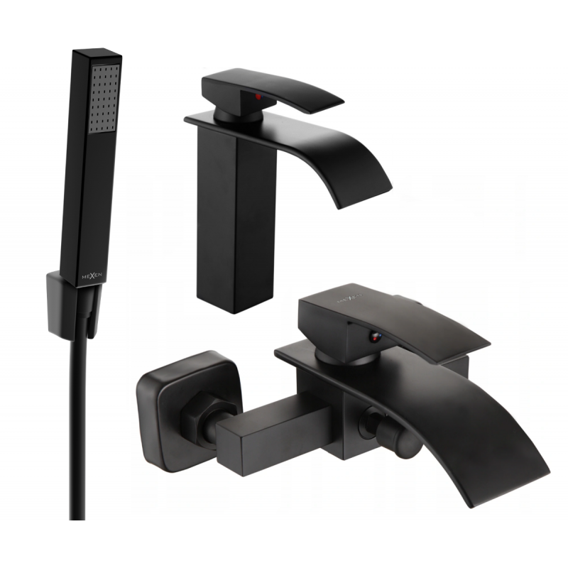 Mexen Aries R77 set de baie, negru - 744803R77-70