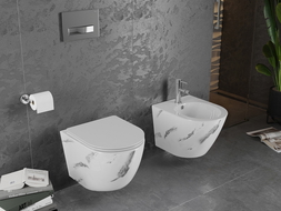 Mexen Lena WC fără ramă cu capac slim cu închidere lentă, duroplast, piatră albă - 30224092