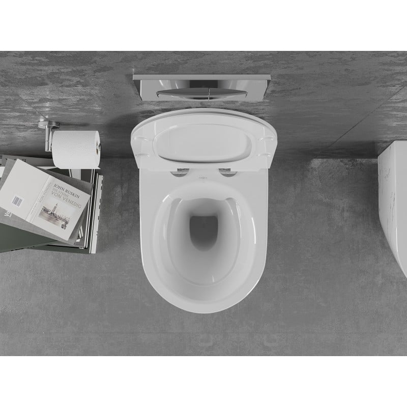 Mexen Lena vas wc Rimless cu capac slim cu închidere lentă, duroplast, piatră albă - 30224093