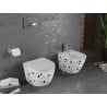 Mexen Lena Rimless WC csésze lassan záródó vékony duroplast ülőkével, terrazzo fehér kő - 30224096