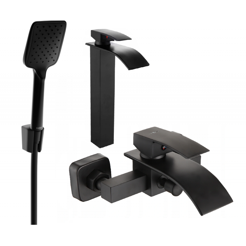 Mexen Aries R62 set pentru cadă, negru - 744813R62-70