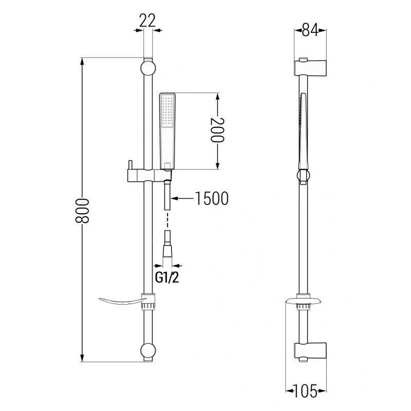 Mexen Axel Set cadă DF72, negru - 73803DF72-70