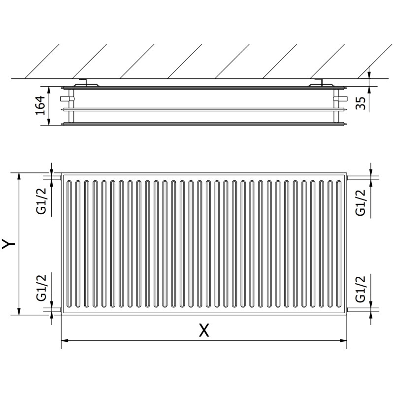 Mexen CH30 Radiator igienic plăci 300 x 400 mm, conexiune laterală, 349 W, antracit - W430H-030-040-66