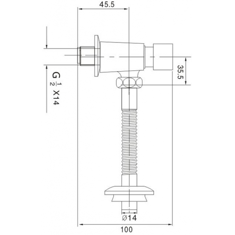 Mexen supapă de spălare pentru pisoar, crom - 371500