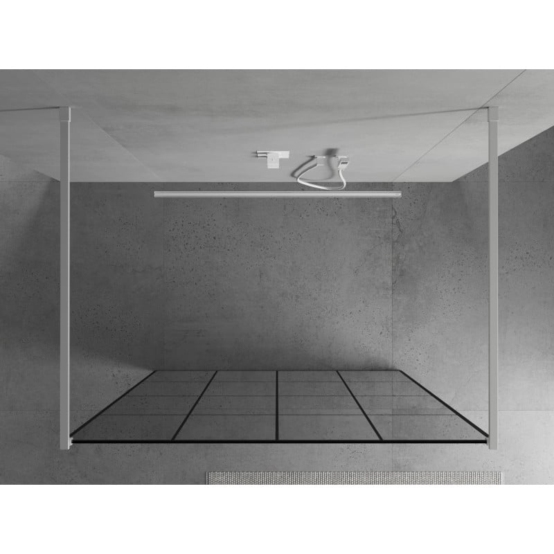 Mexen Kioto szabadon álló zuhanyfal 150 x 200 cm, fekete rács 8 mm, fehér - 800-150-002-20-77