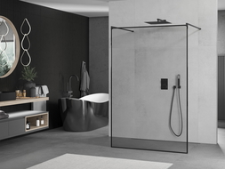 Mexen Kioto perete de duș independent 150 x 200 cm, ramă neagră 8 mm, negru - 800-150-002-70-70
