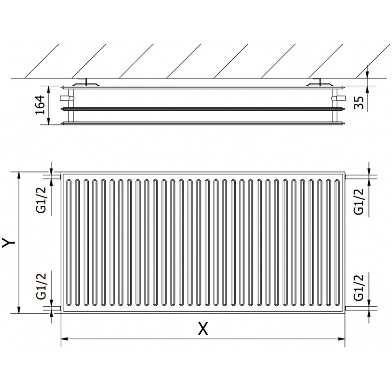 Mexen CH30 Radiator cu panou 500 x 900 mm, racord lateral, 1167 W, antracit - W430H-050-090-66