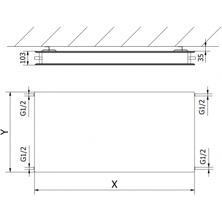 Mexen CHF20 Higiéniai Lapos radiátor 500 x 500 mm, oldalsó csatlakozás, 431 W, antracit - W420HF-050-050-66
