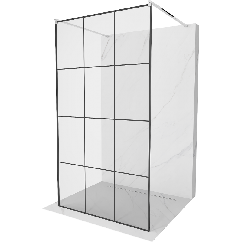 Mexen Kioto perete de duș de sine stătător 100 x 200 cm, transparent/Model negru 8 mm, Crom - 800-100-002-01-77