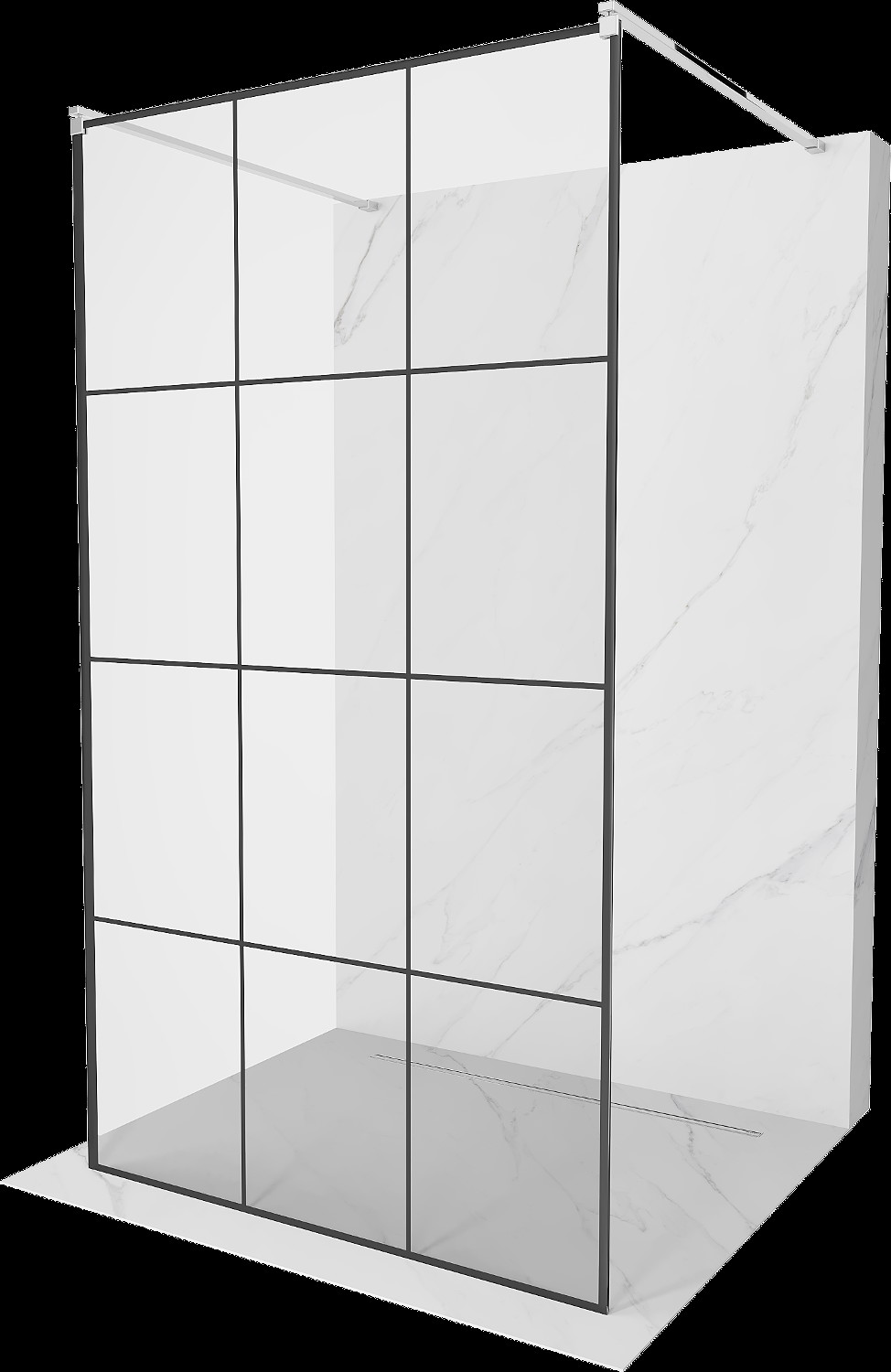 Mexen Kioto perete de duș de sine stătător 120 x 200 cm, transparent/Model negru 8 mm, Crom - 800-120-002-01-77