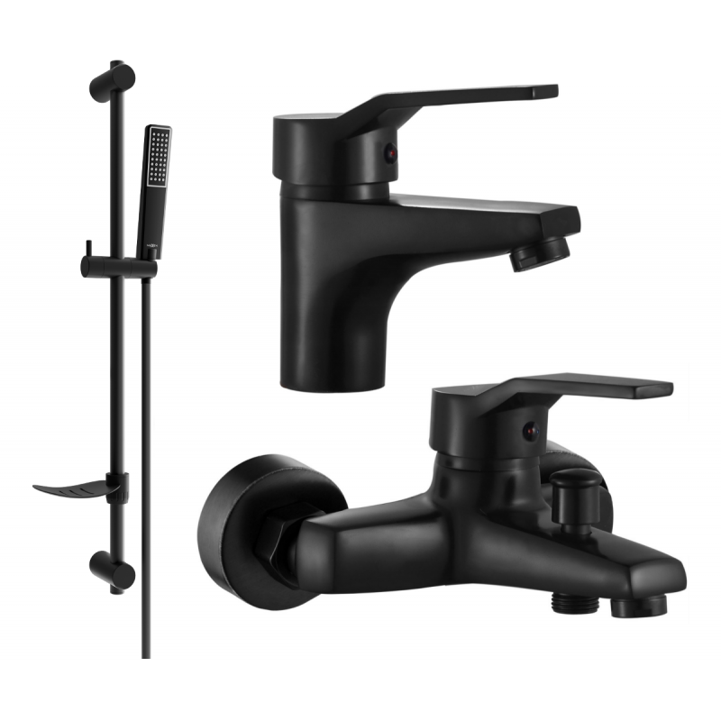 Mexen Caro DF72 fürdőkád szett, fekete - 746603DF72-70