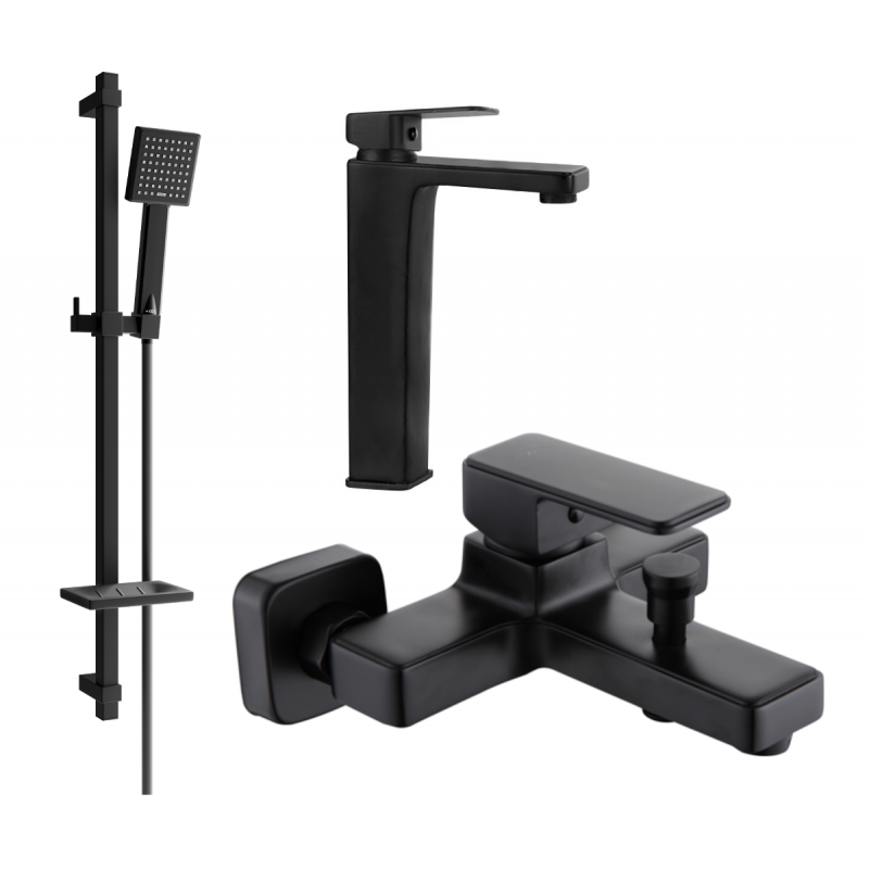 Mexen Cetus DQ45 fürdőkád készlet, fekete - 744313DQ45-70