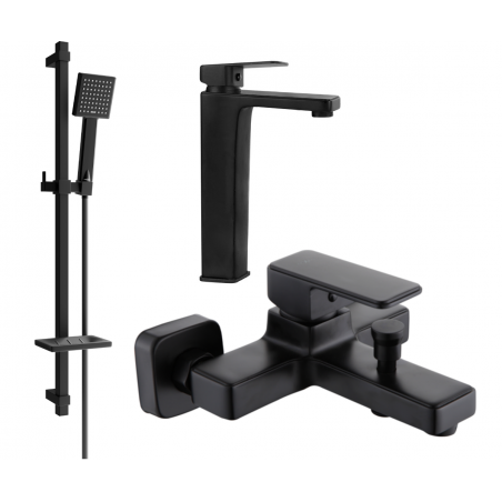 Mexen Cetus DQ45 fürdőkád készlet, fekete - 744313DQ45-70