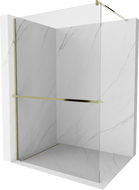 Mexen Kioto+ perete de duș cu raft Walk-in 75 x 200 cm, transparent, aurie - 800-075-121-50-00