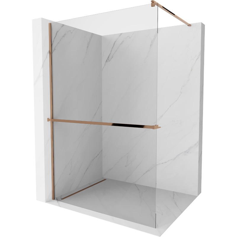 Mexen Kioto+ perete de duş cu suport Walk-in 95 x 200 cm, transparent, aur roz - 800-095-121-60-00