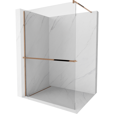 Mexen Kioto+ perete de duş cu suport Walk-in 95 x 200 cm, transparent, aur roz - 800-095-121-60-00