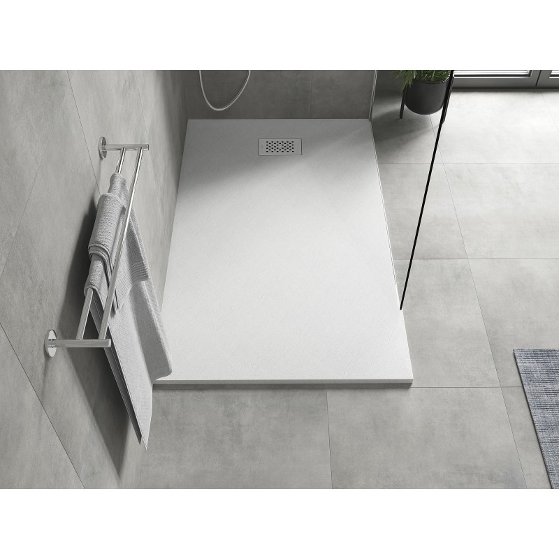 Mexen Hugo téglalap alakú SMC zuhanytálca 160 x 70 cm, fehér, inox takaróelem - 42107016-X