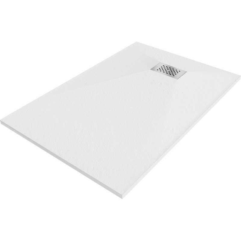 Mexen Hugo téglalap alakú zuhanytálca SMC 130 x 80 cm, fehér, inox takaró - 42108013-X