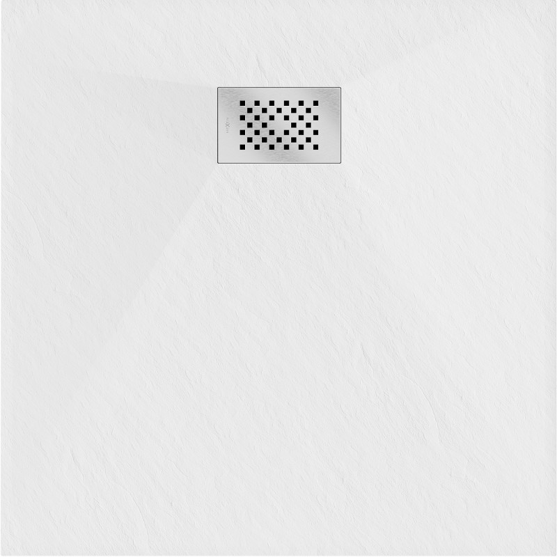 Mexen Hugo SMC 80 x 80 cm-es négyzet alakú zuhanytálca, fehér, inox takaróelem - 42108080-X