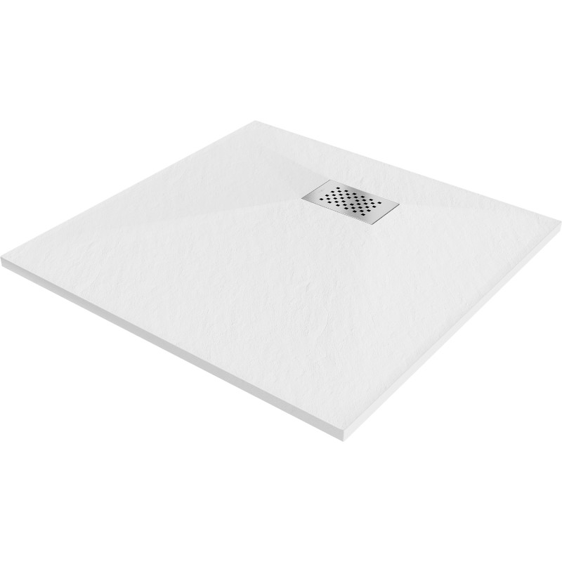 Mexen Hugo recepție de duș pătrată SMC 80 x 80 cm, albă, mască inox - 42108080-X