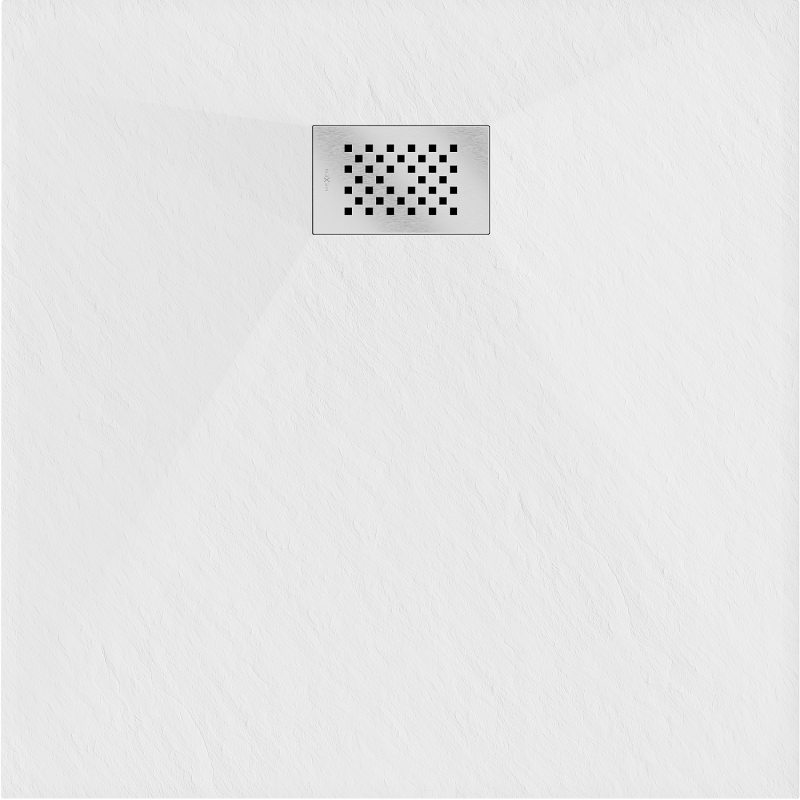 Mexen Hugo négyszögletes zuhanytálca SMC 90 x 90 cm, fehér, inox takaróelem - 42109090-X
