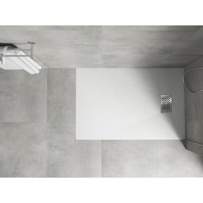 Mexen Hugo téglalap alakú SMC zuhanytálca 130 x 90 cm, fehér, inox takaróelem - 42109013-X