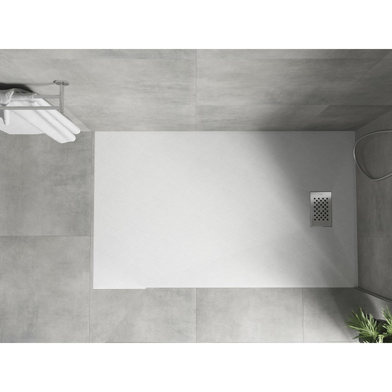 Mexen Hugo tavă de duș dreptunghiulară SMC 140 x 90 cm, albă, mască inox - 42109014-X