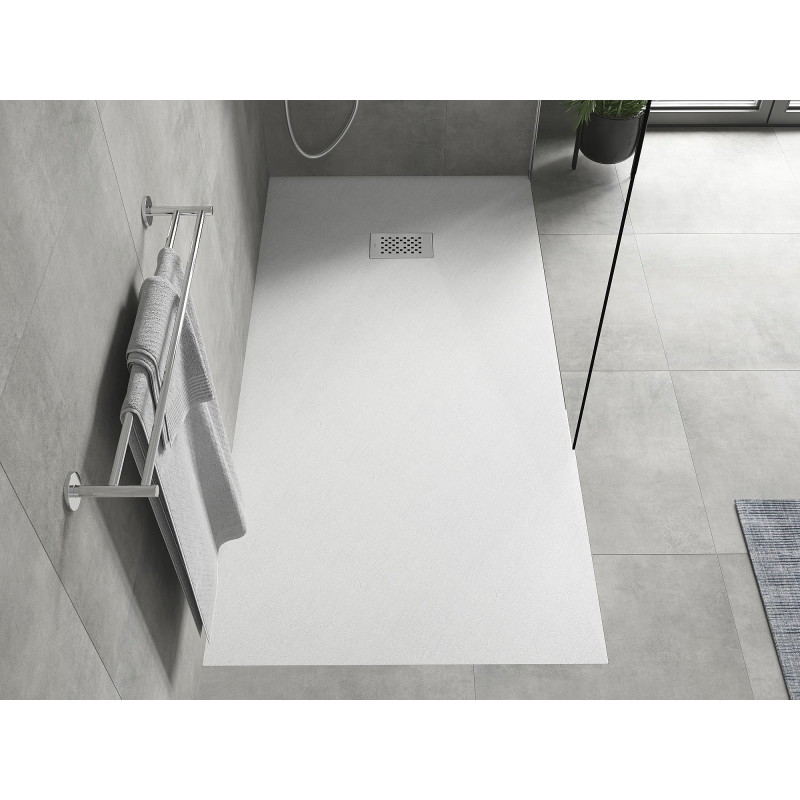 Mexen Hugo 180 x 90 cm-es téglalap alakú SMC zuhanytálca, fehér, inox takarólap - 42109018-X