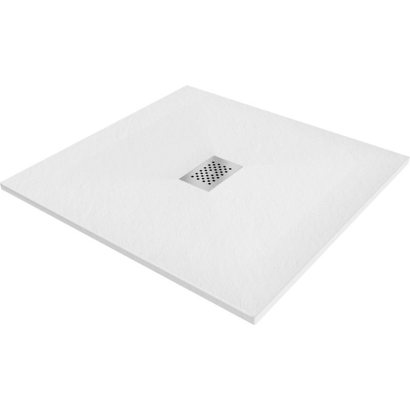 Mexen Hugo SMC 100 x 100 cm négyzet alakú zuhanytálca, fehér, inox fedéllel - 42101010-X