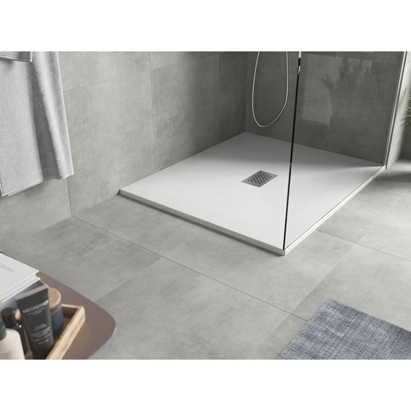Mexen Hugo téglalap alakú SMC zuhanytálca 130 x 100 cm, fehér, inox takaróelem - 42101013-X