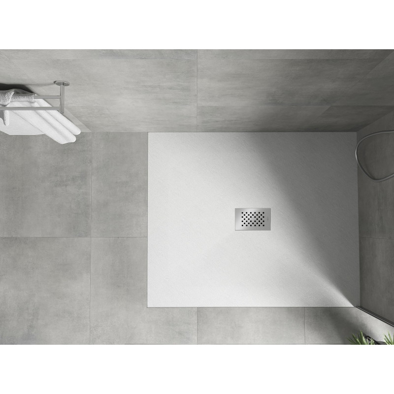 Mexen Hugo téglalap alakú SMC zuhanytálca 130 x 100 cm, fehér, inox takaróelem - 42101013-X