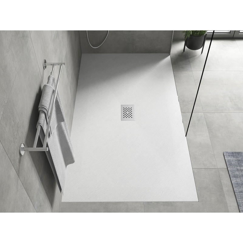 Mexen Hugo téglalap alakú SMC zuhanytálca 160 x 100 cm, fehér, inox takaró - 42101016-X