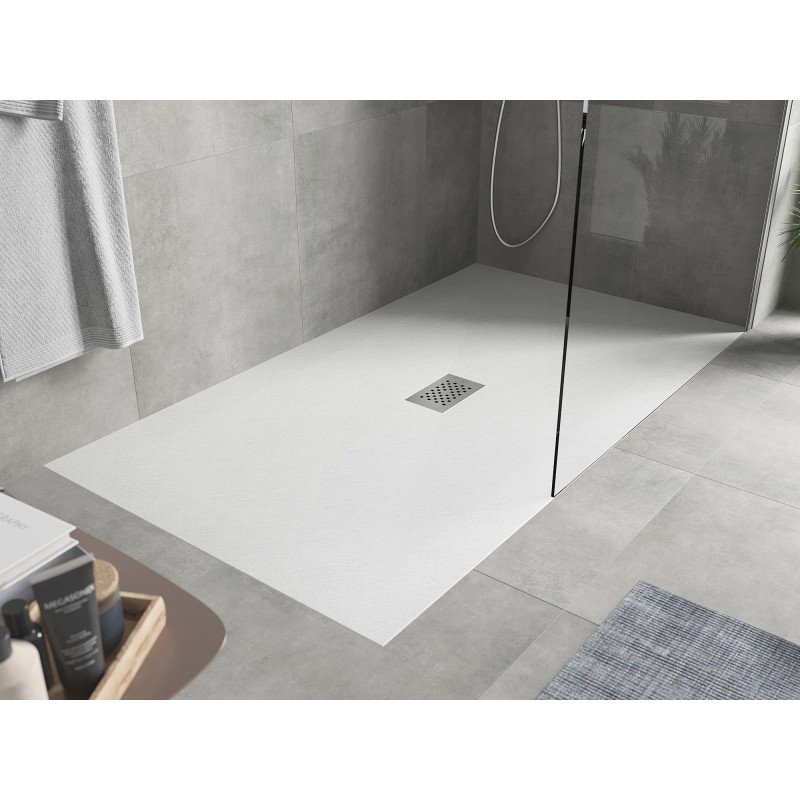 Mexen Hugo téglalap alakú SMC zuhanytálca 170 x 100 cm, fehér, inox takaróelem - 42101017-X