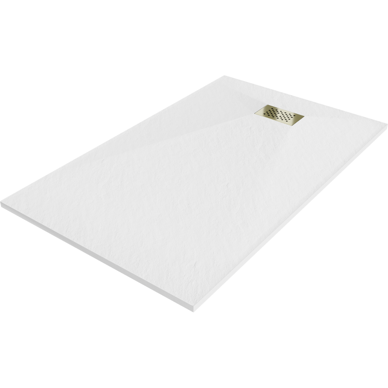 Mexen Hugo cadă rectangulară SMC 140 x 70 cm, alb, capac auriu - 42107014-G