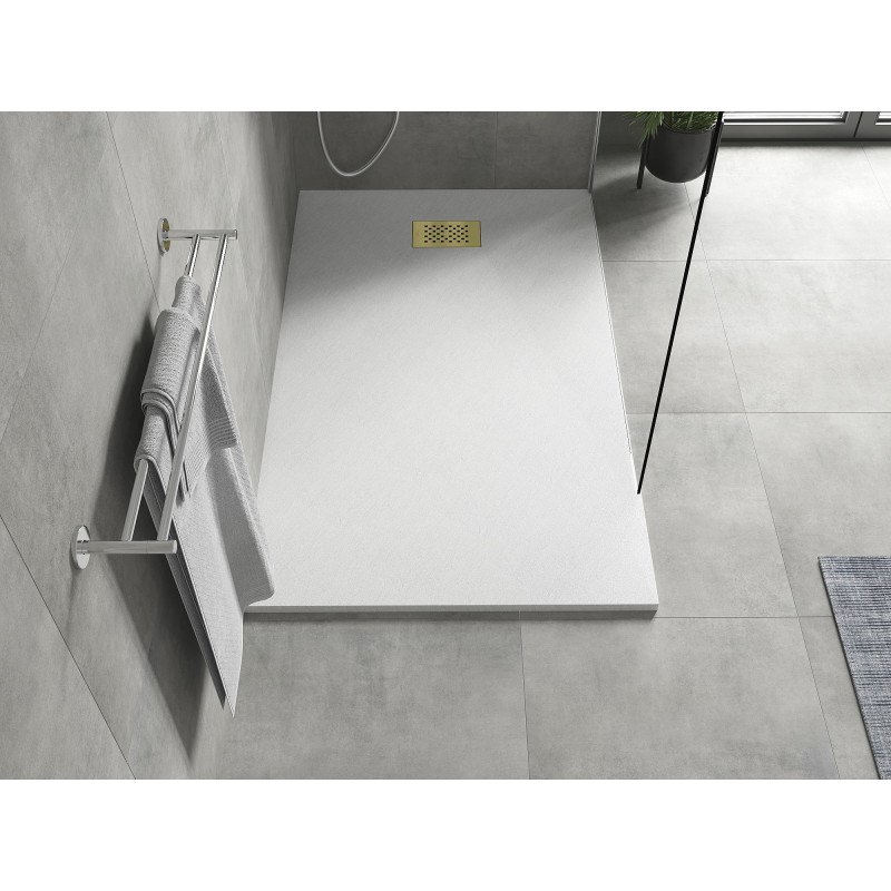 Mexen Hugo rektanguláris SMC zuhanytálca 160 x 70 cm, fehér, arany burkolat - 42107016-G