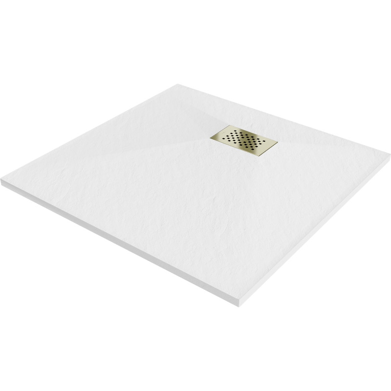 Mexen Hugo SMC négyzet alakú zuhanytálca 80 x 80 cm, fehér, arany takaró - 42108080-G