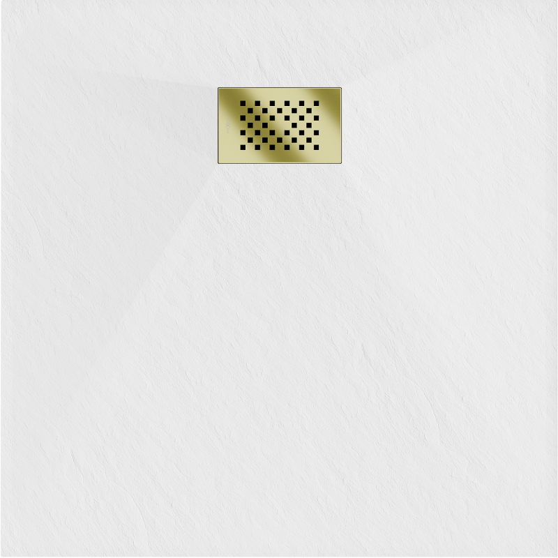 Mexen Hugo négyzet alakú SMC zuhanytálca 80 x 80 cm, fehér, arany burkolat - 42108080-G