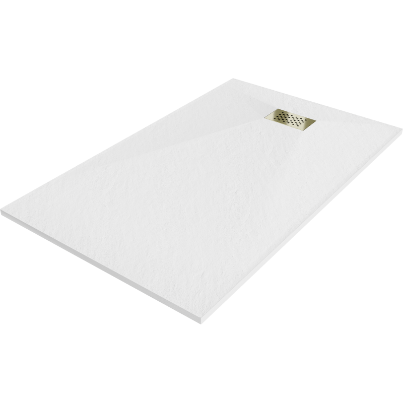 Cadă de duș dreptunghiulară Mexen Hugo SMC 140 x 80 cm, albă, grilă aurie - 42108014-G