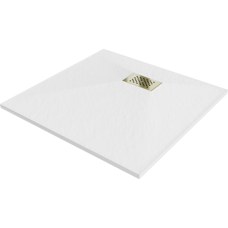 Mexen Hugo cadă de duș pătrată SMC 90 x 90 cm, albă, capac mascare auriu - 42109090-G