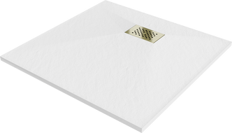 Mexen Hugo cadă quadrată SMC 90 x 90 cm, albă, capac aurie - 42109090-G