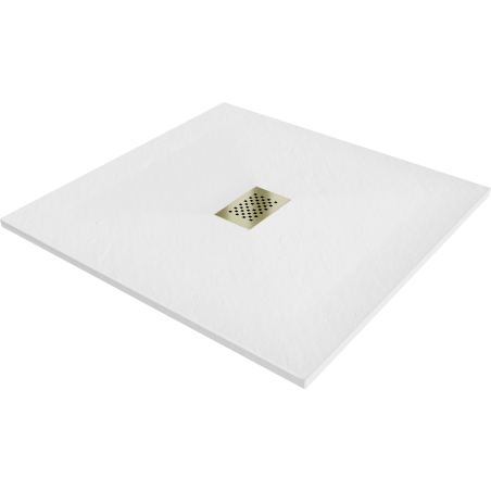 Mexen Hugo négyzet alakú SMC zuhanytálca 100 x 100 cm, fehér, arany takaró - 42101010-G