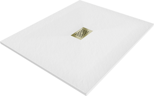 Mexen Hugo SMC téglalap alakú zuhanytálca 110 x 100 cm, fehér, arany fedél - 42101011-G