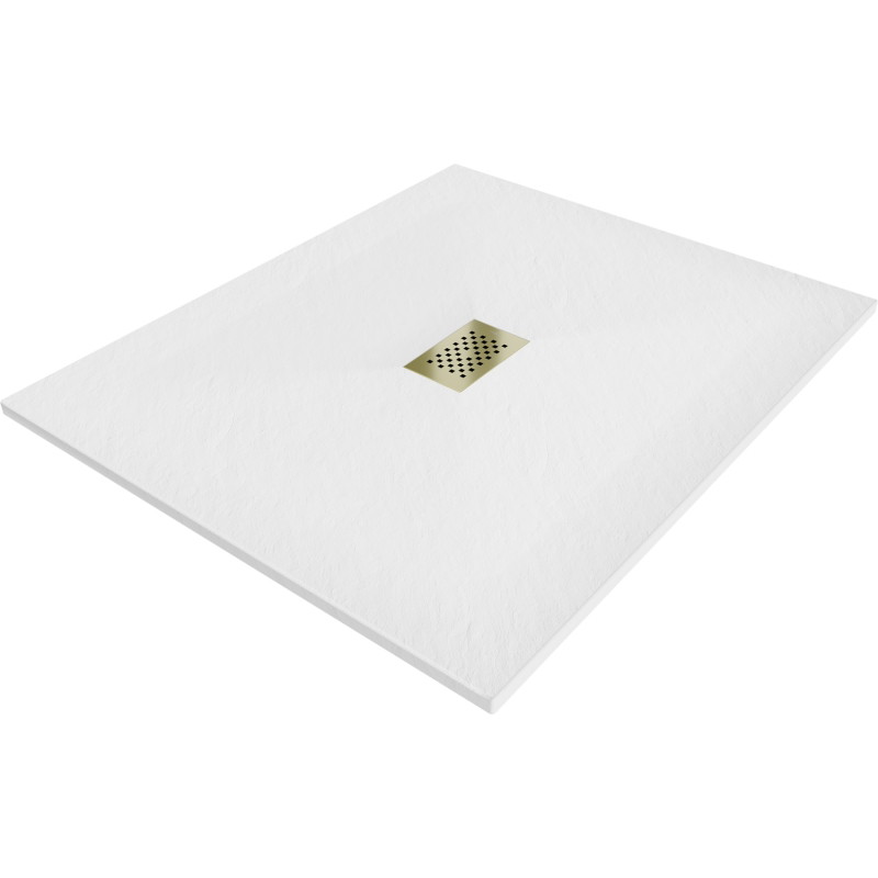 Mexen Hugo téglalap alakú SMC zuhanytálca 130 x 100 cm, fehér, arany takaró - 42101013-G