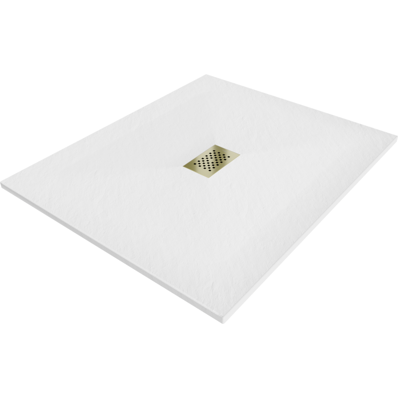 Mexen Hugo téglalap alakú SMC zuhanytálca 120 x 100 cm, fehér, arany burkolat - 42101012-G