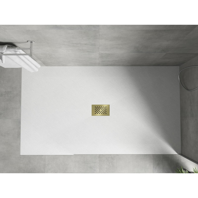 Mexen Hugo téglalap alakú SMC zuhanytálca 150 x 100 cm, fehér, arany fedél - 42101015-G