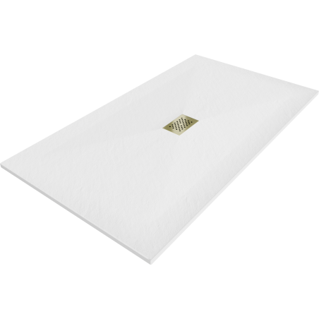 Mexen Hugo téglalap alakú SMC zuhanytálca 160 x 100 cm, fehér, arany takaróelem - 42101016-G