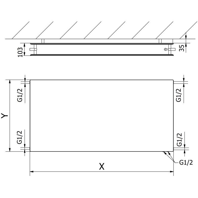 Mexen CVHF20 Hygiene Flat radiator tip panou 400 x 900 mm, conectare inferioară, 647 W, antracit - W620HF-040-090-66