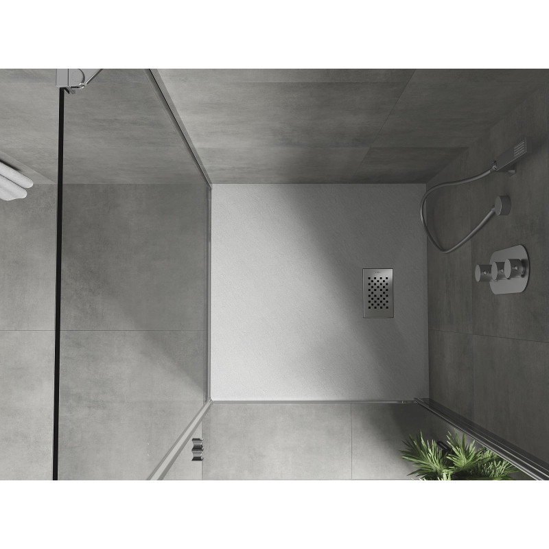 Mexen Hugo duș pătrat SMC 90 x 90 cm, alb, mască inox - 42109090-X