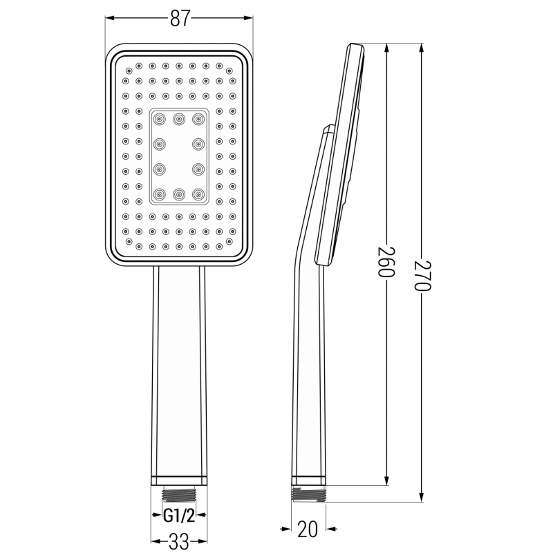 Mexen R-54 1-funkciós zuhanyfej, fekete/króm - 79554-71