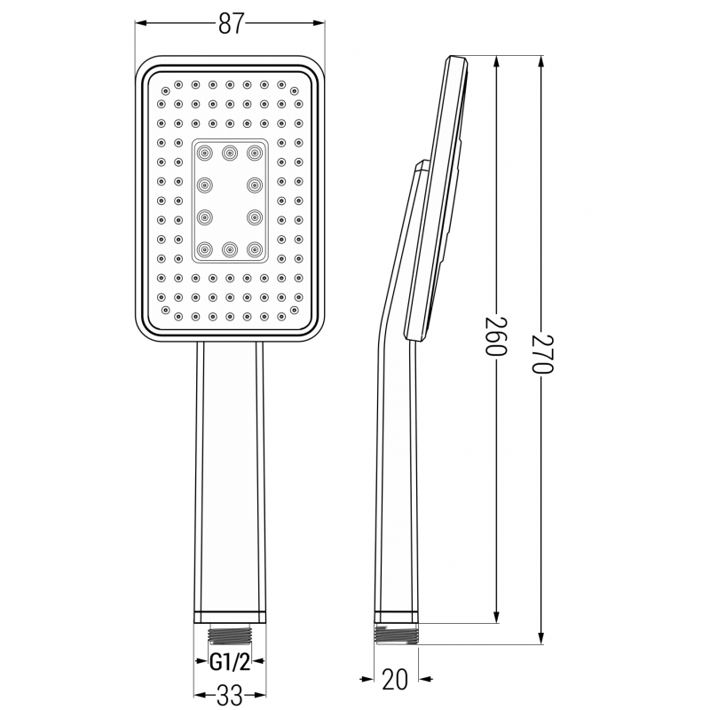 Mexen R-54 mâner duș cu 1 funcție, negru/crom - 79554-71